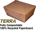 BioPlus TERRA #4 100% Recycled Brown Kraft Take Out Boxes