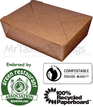 BioPlus TERRA #8 100% Recycled Brown Kraft Take Out Boxes