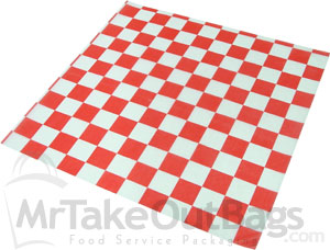 Red Check Design Wax Basket Liner 12 x 12