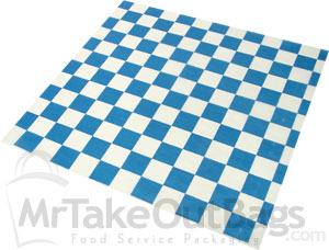 Blue Check Design Wax Basket Liner 12 x 12