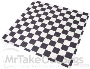 Black Check Design Wax Basket Liner 12 x 12