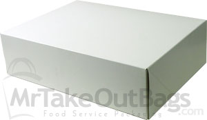 Large White Gloss Economy Lunch Boxes - 12.5 x 9.375 x 3.5