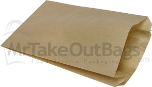 Large Natural Brown Kraft Grease Resistant Paper Sandwich Bags - 6 x 2 x 9
