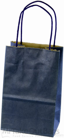 Navy Blue Matte Pinstripe Paper Shopping Bags (Prime Size)  5.25 x 3.5 x 8.25