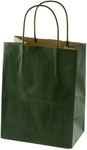 Dark Green Matte Pinstripe Paper Shopping Bags (Petite Size) 8 x 4.75 x 10.5
