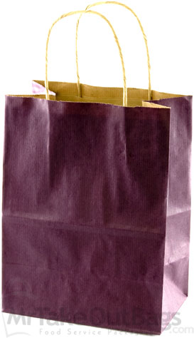 Plum Matte Pinstripe Paper Shopping Bags (Petite Size) 8 x 4.75 x 10.5