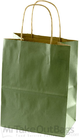Metallic Sagebrush Green Paper Shopping Bags (Petite Size) 8 x 4.75 x 10.5
