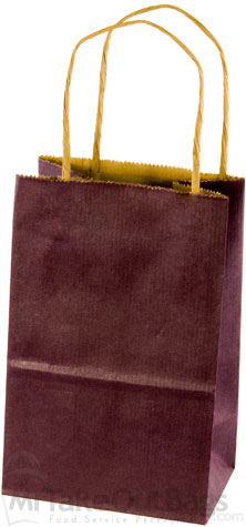 Plum Matte Pinstripe Paper Shopping Bags (Prime Size) 5.25 x 3.5 x 8.25