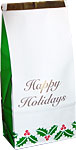 1 lb. Holiday Print Coffee Bags on White Gloss