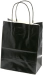Black Gloss Paper Shopping Bags (Petite Size) 8 x 4.75 x 10.5