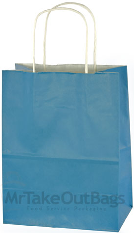 Peacock Matte Paper Shopping Bags (Petite Size) 8 x 4.75 x 10.5