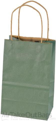 Metallic Sagebrush Green Paper Shopping Bags (Prime Size) 5.25 x 3.5 x 8.25