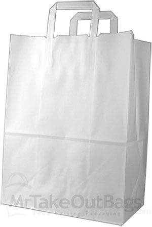 White Flat Handle Paper Shopping Bags 12 x 7 x 15.75