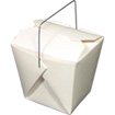 White Chinese Take Out Boxes with Wire Handle - 16 oz.