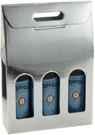 Argento Metallic Silver Embossed 3-Bottle Wine Carrier Boxes
