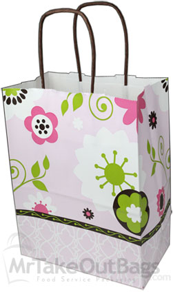 Bakery Dots Design Small Paper Shopping Bags 8 x 4.75 x 10.5