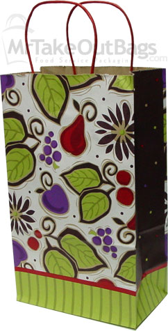Fresh Fruit Design Double Wine Bottle Bags - 8 x 4.75 x 13.63