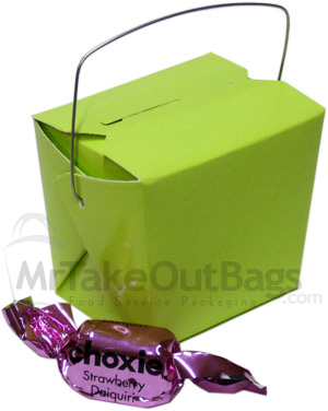 Mini Citrus Chinese Take Out Gift Boxes with Handle - 2.75 x 2 x 2.5