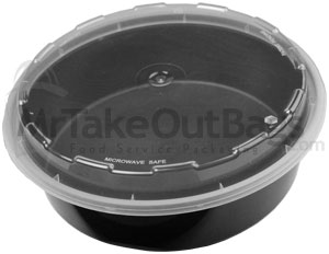 24 oz. Round Plastic Food Container - Black Base / Clear Lid