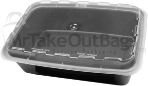38 oz. Rectangular Plastic Food Container - Black Base/Clear Lid