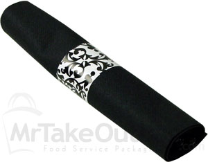 Hoffmaster Linen Like CaterWrap Pre-rolled Cutlery Set - BLACK