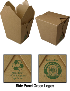 FoldPak 100% Recycled Brown Kraft Microwaveable Chinese Take Out Boxes - 32 oz.