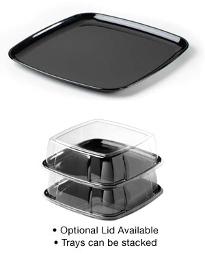 Sabert Mozaik Square Black Trays - 10.7