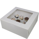 10 x 10 x 4" White Cupcake Bakery Boxes with Top Window