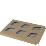 Mini Size Six-Cupcake Insert for 10 x 7" Cupcake Boxes: Brown Kraft