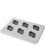 Mini Size Six-Cupcake Insert for 10 x 7" Cupcake Boxes: White