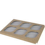 Jumbo Size Six-Cupcake Insert for 12 x 9 x 4" Cupcake Boxes: Brown