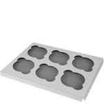 Jumbo Size Six-Cupcake Insert for 12 x 9 x 4" Cupcake Boxes: White