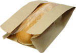 Large Loaf Brown Kraft PLA Window Paper Bread Bags -  8.5 x 4.5 x 15"