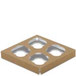 Regular Size Four-Cupcake Insert for 7 x 7 x 4" Cupcake Boxes: Brown