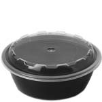 18 oz. Round Plastic Food Container - Black Base /  Clear Lid