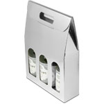 Argento Metallic Silver Embossed 3-Bottle Wine Carrier Boxes