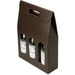 Pella Marrone Chocolate Pebble Three Bottle Wine Carrier Boxes