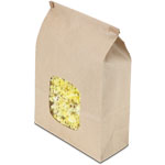 Natural Brown Kraft Cookie / Chips Tin Tie Bags w. Window and Polypropylene Liner