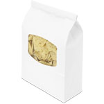 White Gloss Paper Cookie / Chips Tin Tie Bags w. Large Window and Polypropylene Liner