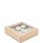 10 x 10 x 2.5" Premium Semi-Automatic Brown Kraft Pie / Bakery Boxes with Window