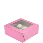 10 x 10 x 4" Pink Pastry Bakery Boxes with Window