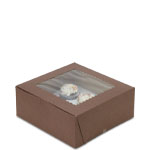 10 x 10 x 4" Chocolate Brown Cupcake Bakery Boxes with Window