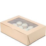 14 x 10 x 4" Recycled Kraft Cake Bakery Boxes with Window