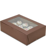 14 x 10 x 4" Chocolate Brown Cake Bakery Boxes with Window