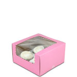 7 x 7 x 4" Pink Pastry Bakery Boxes with Window
