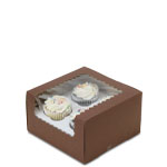 7 x 7 x 4" Chocolate Brown Pastry Bakery Boxes with Window