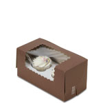8 x 4 x 4" Chocolate Brown Cupcake Bakery Boxes with Window