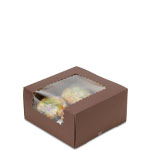 8 X 8 X 4" Chocolate Brown Cupcake Bakery Boxes with Window