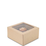 8 x 8 x 4" Premium Semi-Automatic Brown Kraft Deep Pie / Bakery Boxes with Window