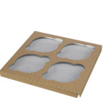 Jumbo Size Four-Cupcake Insert for 8 x 8 x 4" Cupcake Boxes: Brown